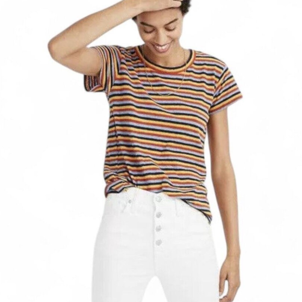 Madewell The Perfect Vintage Tee Striped Cotton Crew Neck Short Sleeve Size M